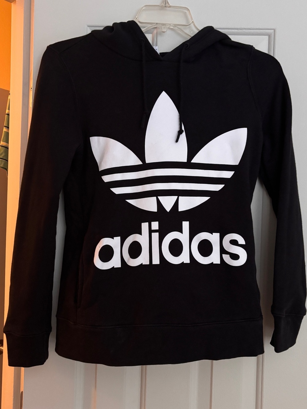 Adidas Women’s Black Trefoil Logo Hoodie Sweater Size XS
